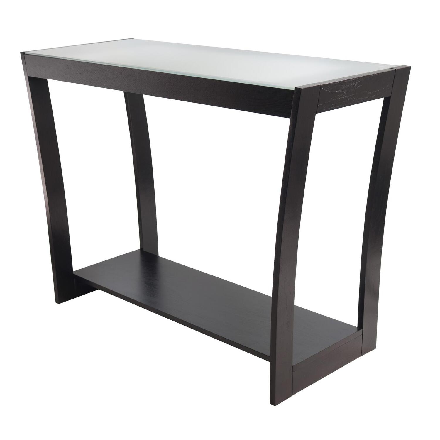 Winsome Radius Console Hall Table with Frosted Glass and Curved Legs by