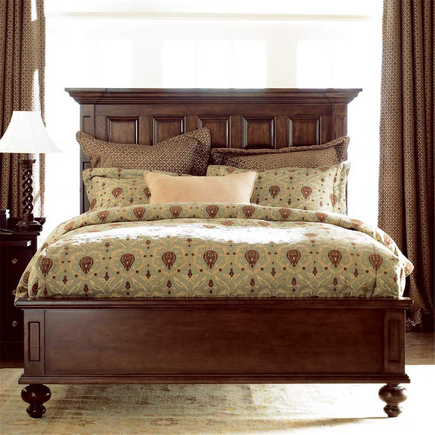 Lane Queen Mantle Bed with Dresser, Panel Mirror, Nightstand, and Chest by OJ Commerce 851