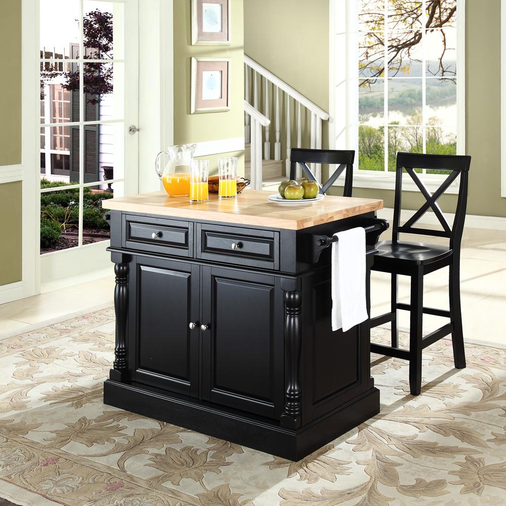 Crosley Butcher Block Top Kitchen Island With 24 X Back Stools By OJ Crosley Butcher Block Top Kitchen Island With 24 X Back Stools By OJ