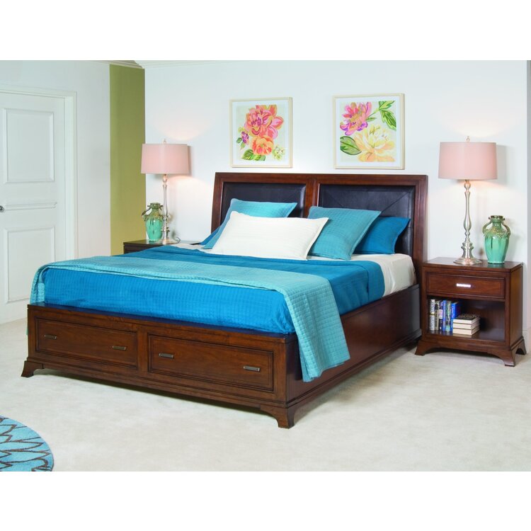 Leather Accent BedwithStorage Footboard King