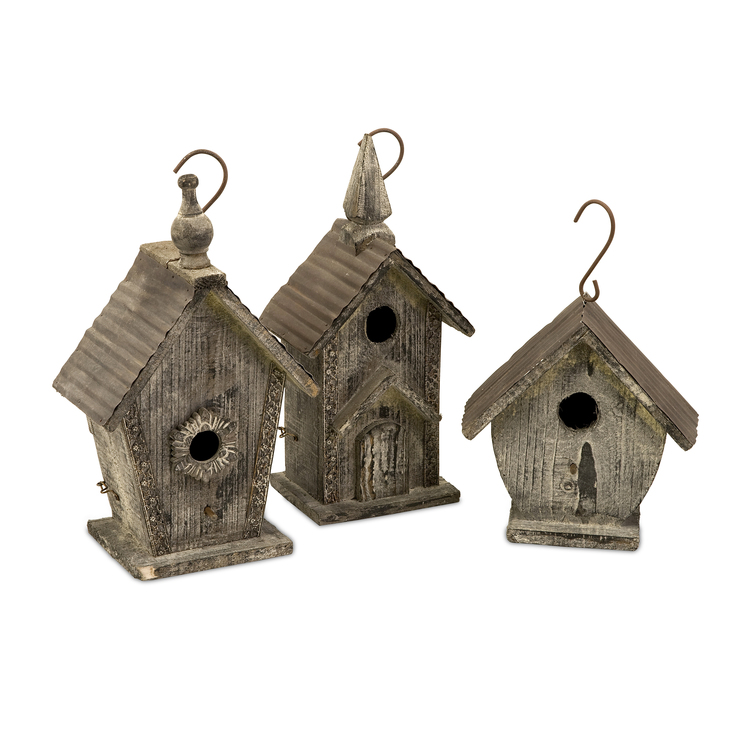 Set of 3 Mitchell Wood Birdhouses