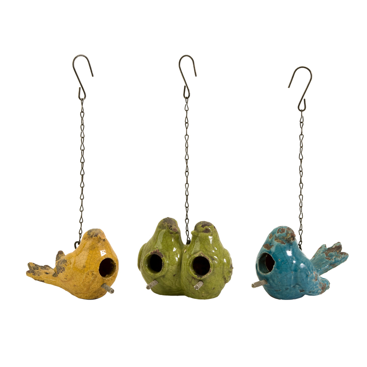Set of 3 Mercade Ceramic Bird Houses