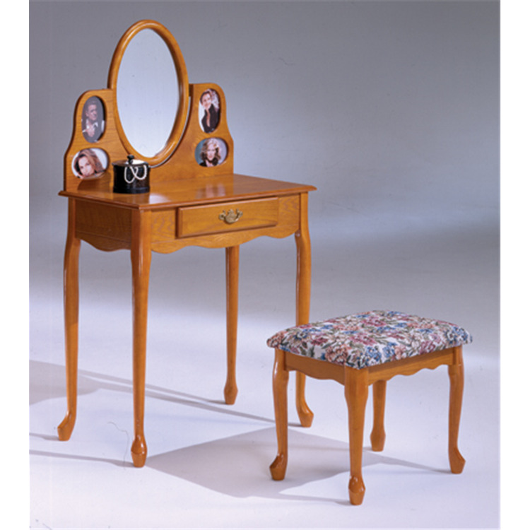 Oak Picture Frame Vanity and Bench