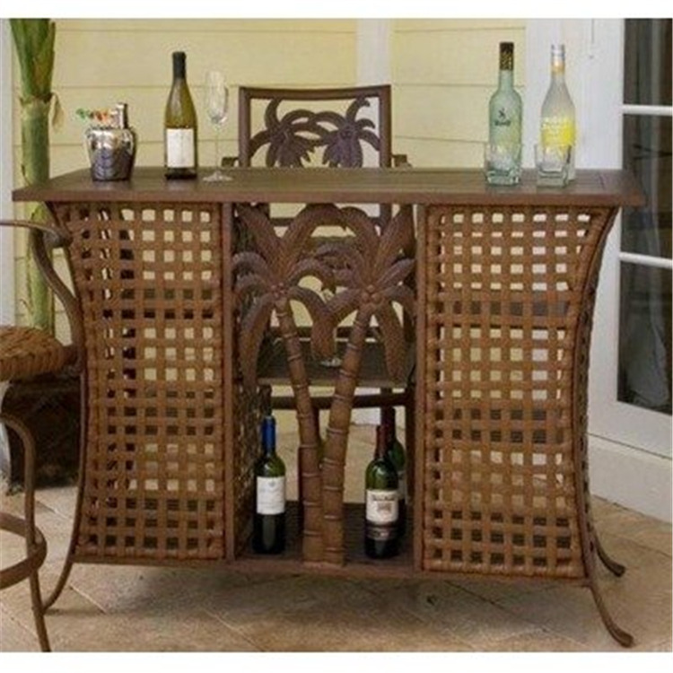 Patio Bar with Slatted Aluminum Top