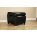 Black Full Leather Storage Cube Ottoman
