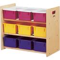 Tote Storage Rack - 9 Tray - With Colored Trays