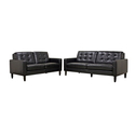 Caledonia Black Leather Modern Love Seat