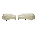 Caledonia Cream Leather Modern Loveseat