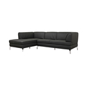 Godfrey Black Leather Modern Sectional Sofa