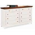 Triple Dresser-White with Cherry Top