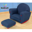 Denim Upholstered Rocker & Ottoman