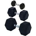 Rubber Encased Solid Hex Dumbbell 25lb