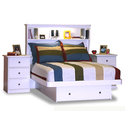 Full Platform Bed with Storage Drawer & Bookcase Headboard                        
