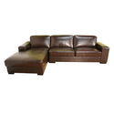 Susanna Brown Leather Sectional Sofa with Chaise on the Right