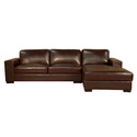 Susanna Brown Shiny Leather Large Sectional Sofa with Chaise