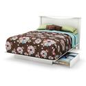 Step One Queen Platform Bed (w/ Drawers) & Headboard in Pure White