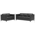 Rohn Black Leather Modern Sofa