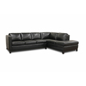 Rohn Black Leather Modern Sectional Sofa