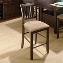 Baker's Cherry Finished Contemporary Slat Back Stool W/ Upholstered Seat (set Of 2) 