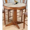Saddle Brown Oak Finished Round Counter Height Table W/ Tiles