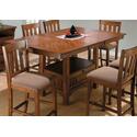 Saddle Brown Oak Finished Rectangular Counter Height Table W/ Butterfly Leaf
