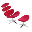 Petal Lounge & Ottoman - Red