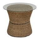 Cabana Banana Round Drum Accent Table With Glass Top