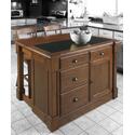 Aspen Kitchen Island w/hidden drop leaf support/granite top & Two Bar Stools