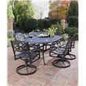 Biscayne 7 Piece Dining Set With Table And Six Swivel Arm Chairs