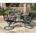 Malibu 5 Piece Dining Set With Outdoor Dining Table And Four Swivel Arm Chairs