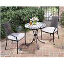 3 Piece Bistro Set With Fishtail Tile Bistro Table And 2 Laguna Slope Arm Chairs