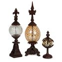 Set of 3 Glass and Metal Finials