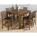 Wenatchee Falls Walnut Finished Giga Gridback Stool W/ Chestnut Faux Leather Seat  (Set Of 2)