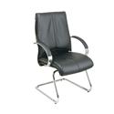 Mid Back Leather Visitors Chair with Chrome Sled Base