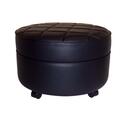 Round Quilt-Top Velveteen Ottoman