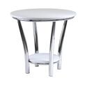 Maya Round End Table, White Top, Metal leg