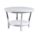 Maya Round Coffee Table, White Top, Metal Legs