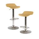 Kallie set of 2 Air Lift Adjustable Stool, Cappuccino Color Wood Veneer Top and Metal Base