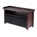 Verona Storage Bench with 3 Foldable  Black Color Fabric Baskets