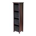 Verona 4-Section N Storage Shelf with 4 Foldable Black Color Fabric Baskets