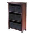 Verona 3-Section M Storage Shelf with 6 Foldable Black Color Fabric Baskets