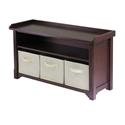 Verona Storage Bench with 3 Foldable  Beige Color Fabric Baskets