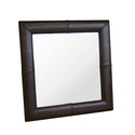 Square Espresso Brown Leather Mirror