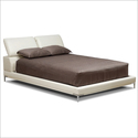 Romar Ivory Leather Modern Queen Platform Bed