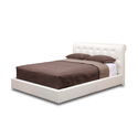 Modern Off-White Leather Chesterfield Bed Queen Size
