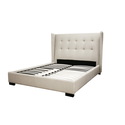 Favela Beige Linen Upholstered Queen Size Platform Bed