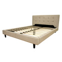 Quincey Beige Twill Fabric Queen Size Bed