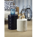Barclay Butera Seaside Collection Embossed Oval Design Earthenware Stool