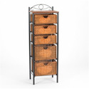 Iron/Wicker Five Drawer Unit