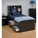 Tall Captain's Platform Storage Bed w/ Bookcase Headboard